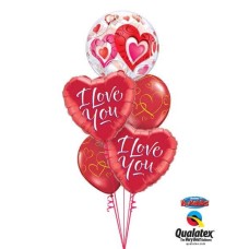 Bouquet-45 Red Hearts & Filigree Qualatex #33909 29133-2 40862-2